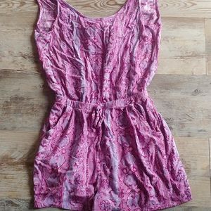 Pink Rose Vintage, Small, Purple Romper